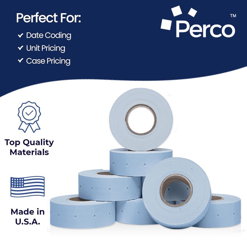 Perco 2 Line Blue Labels - 8 Rolls, 1 Sleeve, 6,000 Blank Price and Date Gun Labels for Perco 2 Line Price and Date Guns - Made in USA - Image 4